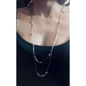 SILVER LAYERED BOHO BALL NECKLACE
